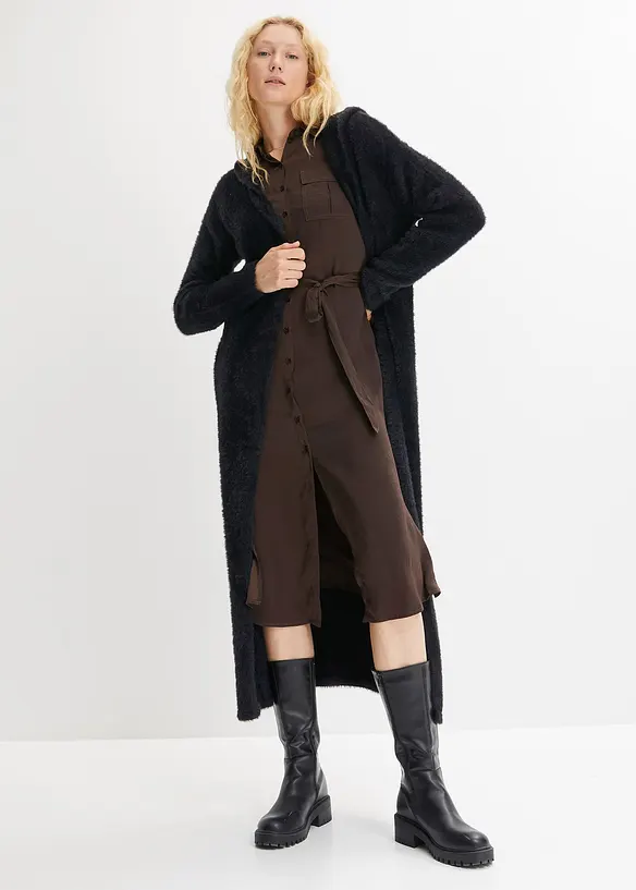Maxi cardigan in filato piumato soffice, bonprix