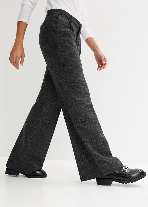 Pantaloni con gambe larghe in misto lana, bonprix