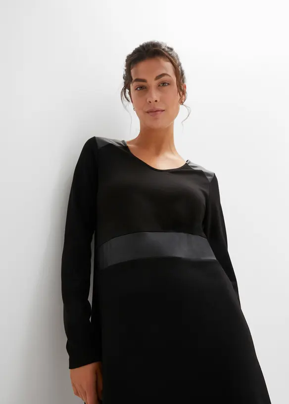 Abito in maglina di jersey con inserto in similpelle, BODYFLIRT