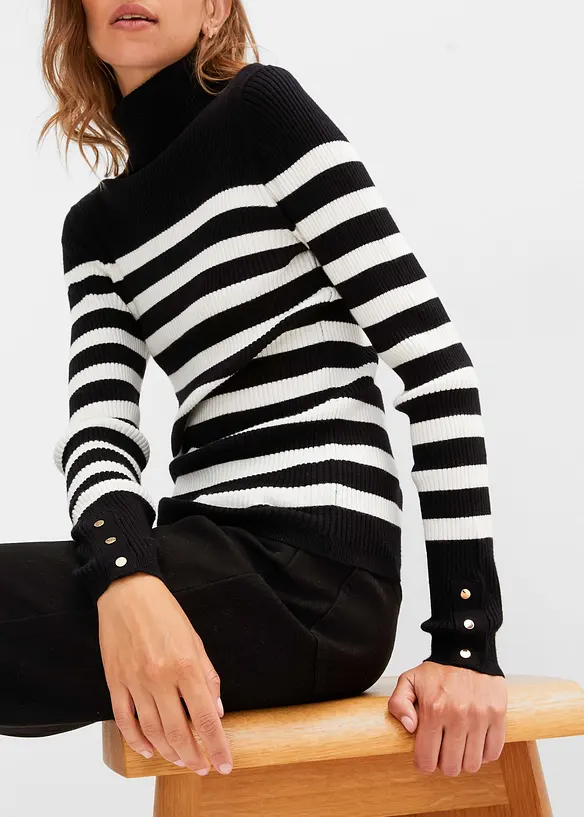 Maglione a collo alto in misto viscosa, bonprix