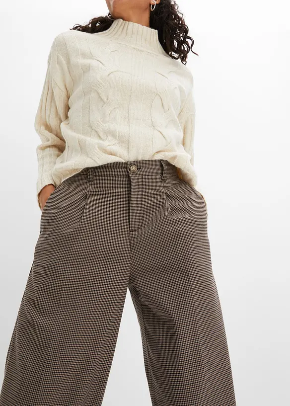 Pantaloni con pinces a quadri e catenina staccabile, bonprix