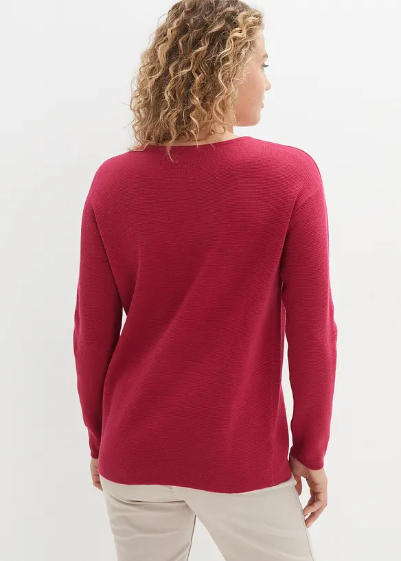 Maglione a coste Milano con scollo rotondo, bonprix