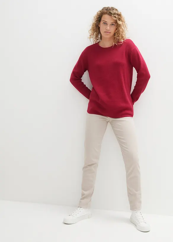 Maglione a coste Milano con scollo rotondo, bonprix