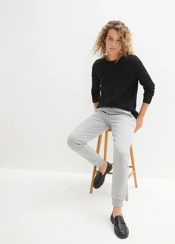 Maglione a coste Milano con scollo rotondo, bonprix