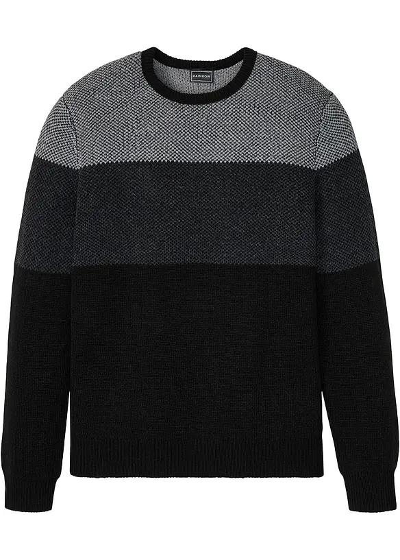 Maglione a girocollo in color block, bonprix