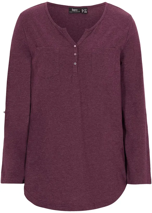 Maglia serafino in cotone con bottoni, bonprix