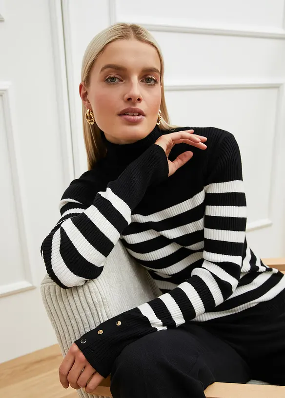 Maglione a collo alto in misto viscosa, bonprix