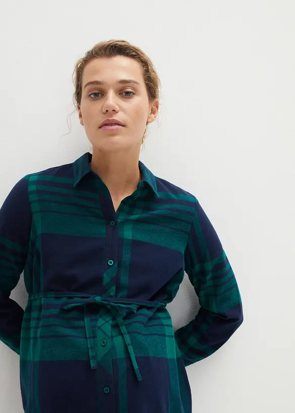 Camicia lunga pr&eacute;maman / da allattamento in flanella di cotone morbido, bonprix