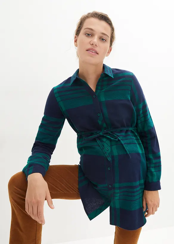 Camicia lunga pr&eacute;maman / da allattamento in flanella di cotone morbido, bonprix