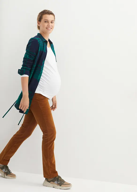 Camicia lunga pr&eacute;maman / da allattamento in flanella di cotone morbido, bonprix