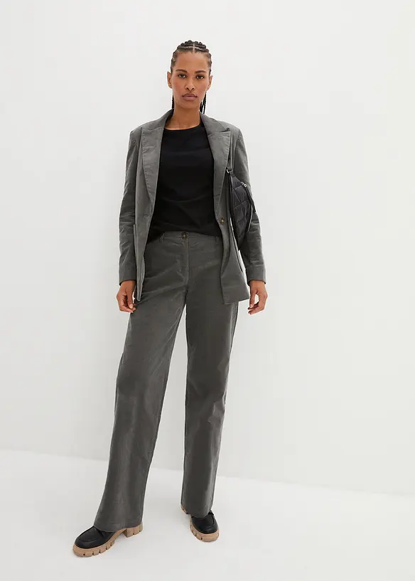 Pantaloni di velluto a coste in cotone biologico elasticizzato, bonprix