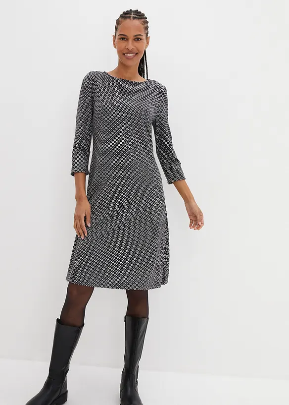 Abito in punto di Roma con fantasia jacquard in misto viscosa, bonprix