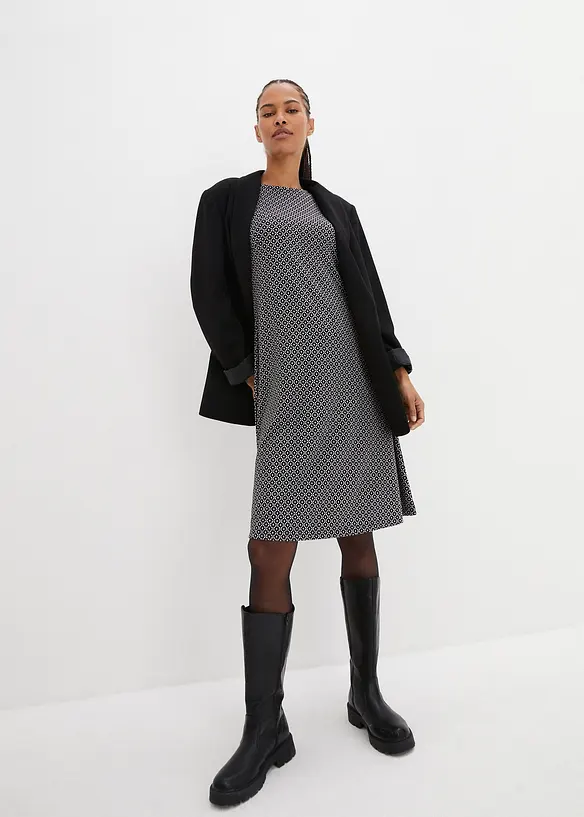 Abito in punto di Roma con fantasia jacquard in misto viscosa, bonprix