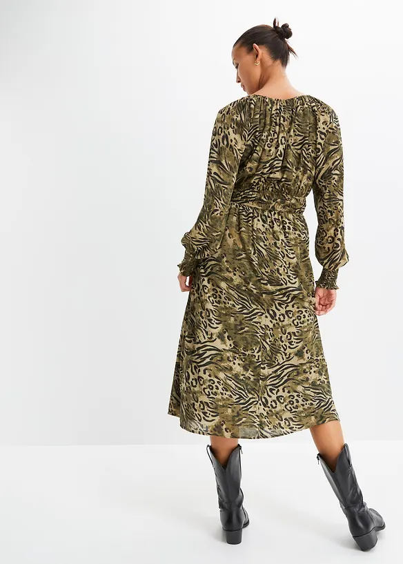 Abito midi in fantasia animalier, RAINBOW