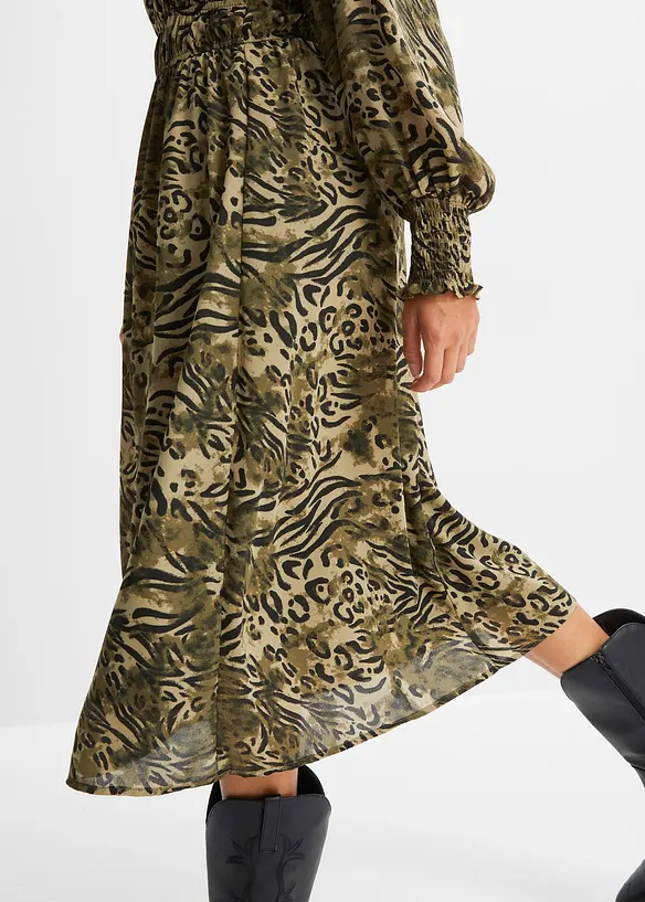 Abito midi in fantasia animalier, RAINBOW