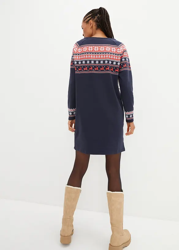 Abito in felpa con motivo norvegese, bpc bonprix collection