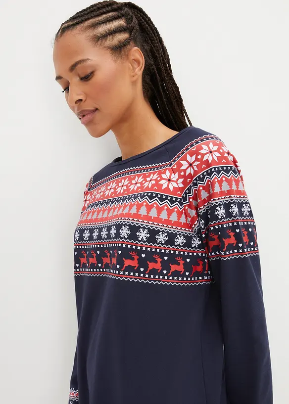 Abito in felpa con motivo norvegese, bpc bonprix collection