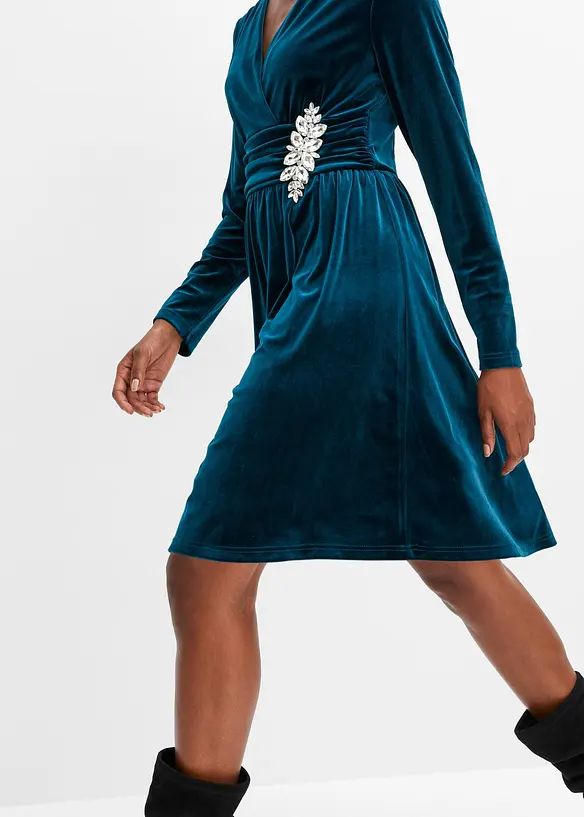 Abito di jersey in velluto lucido, bonprix