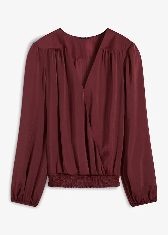 Blusa in satin con effetto a portafoglio, bonprix
