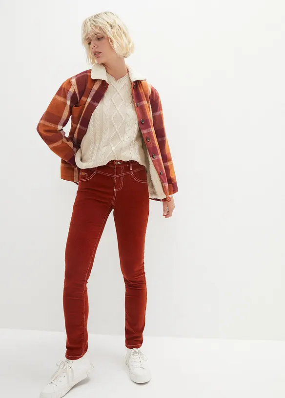 Pantaloni in velluto elasticizzato a coste, slim fit, bonprix