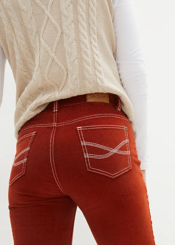 Pantaloni in velluto elasticizzato a coste, slim fit, bonprix