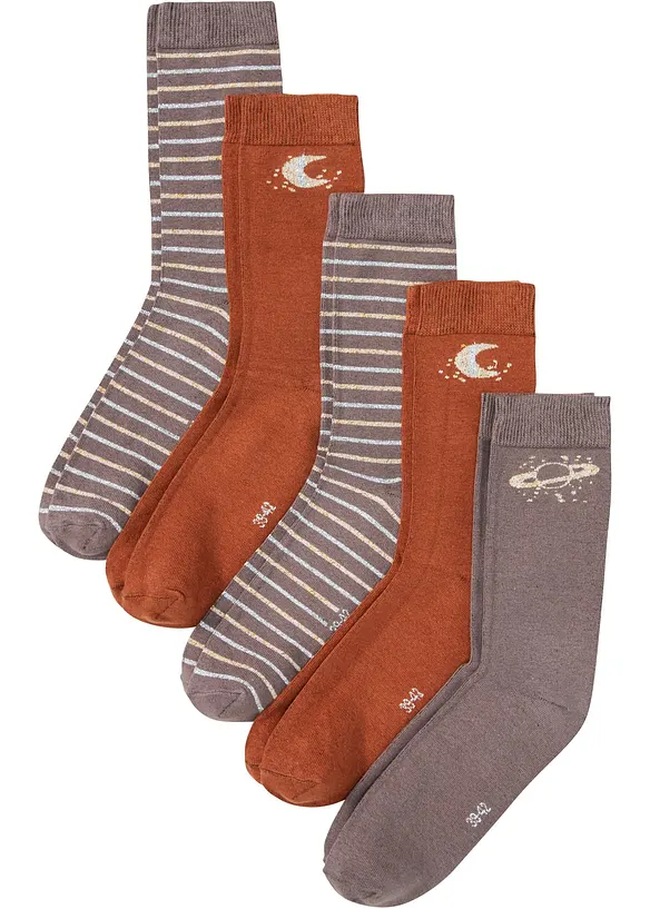 Calzini (pacco da 5 paia) con filato glitterato e cotone biologico, bpc bonprix collection