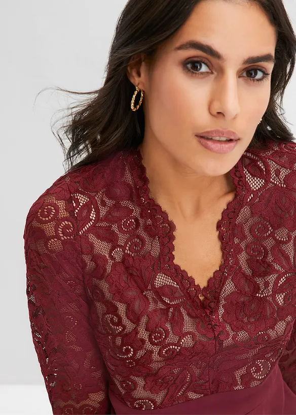 Abito di chiffon con pizzo, bonprix