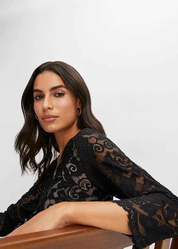 Abito di chiffon con pizzo, bonprix