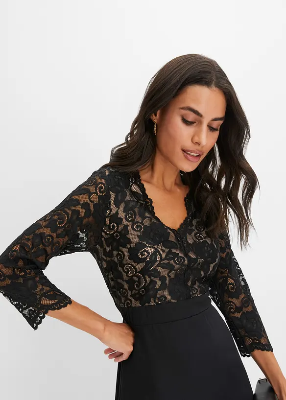 Abito di chiffon con pizzo, bonprix