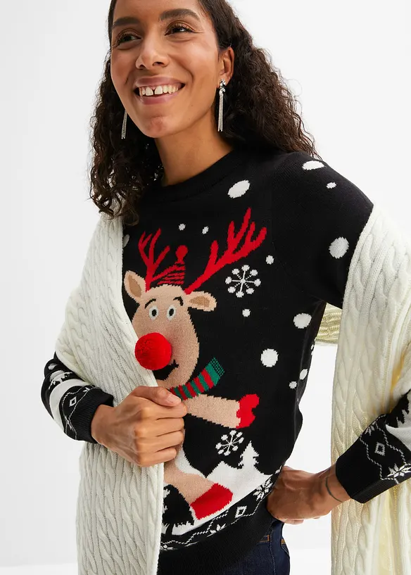 Maglione girocollo in filato fine, bonprix