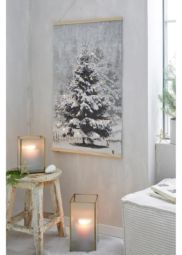 Tela in canvas a LED con albero di Natale, bonprix