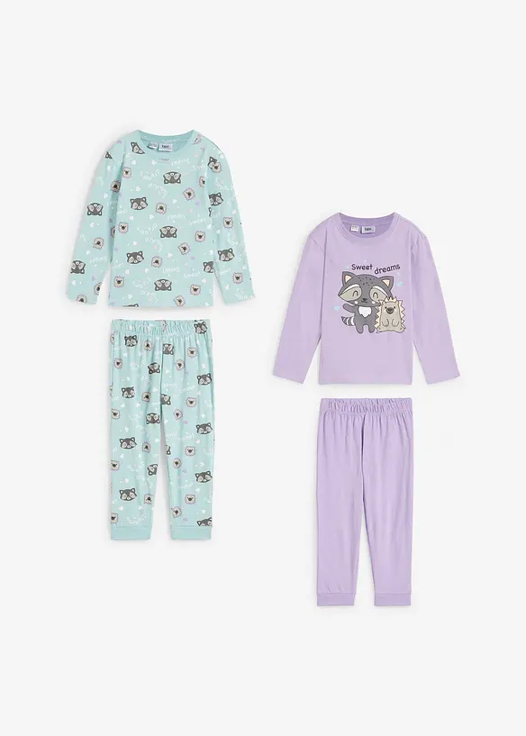 Pigiama in puro cotone biologico (set 4 pezzi), bonprix