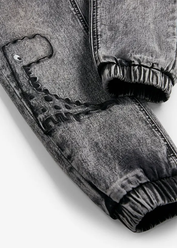 Jeans termici con elastico in vita e motivo con dinosauri, regular fit, bonprix