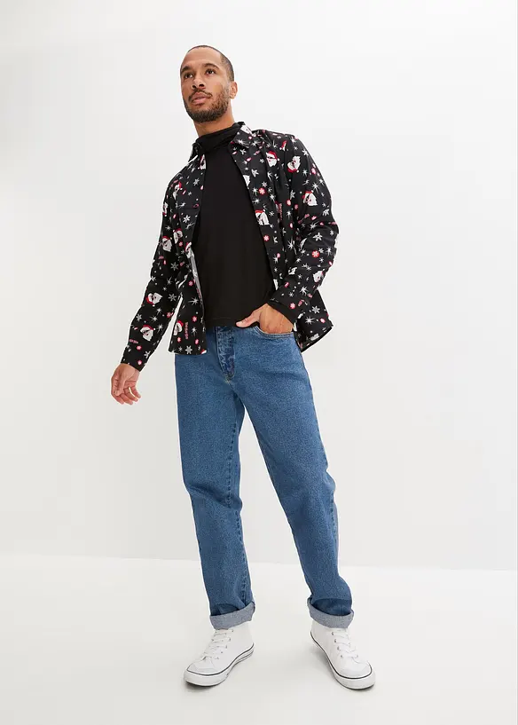 Camicia a maniche lunghe natalizia in puro cotone, slim fit, bonprix