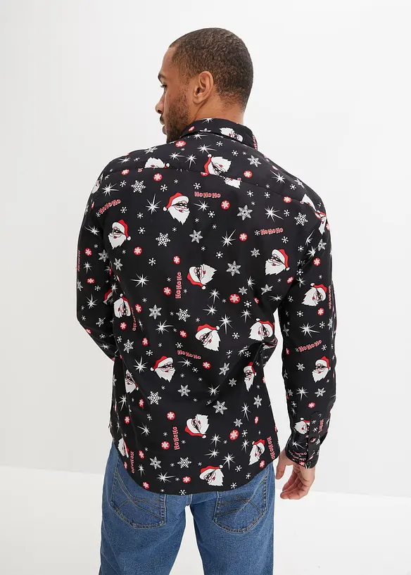 Camicia a maniche lunghe natalizia in puro cotone, slim fit, bonprix