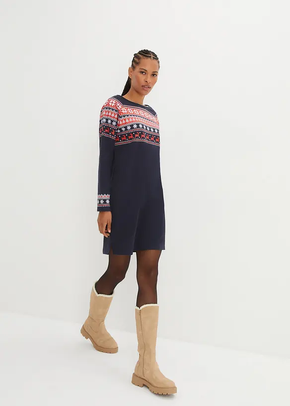 Abito in felpa con motivo norvegese, bpc bonprix collection