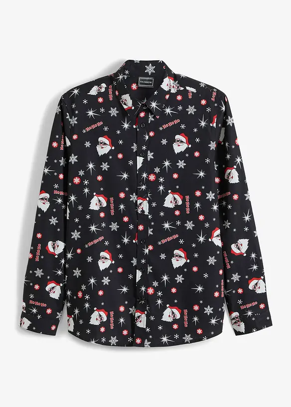 Camicia a maniche lunghe natalizia in puro cotone, slim fit, bonprix