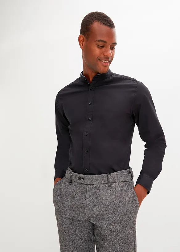 Camicia a maniche lunghe con colletto alla coreana, bpc selection