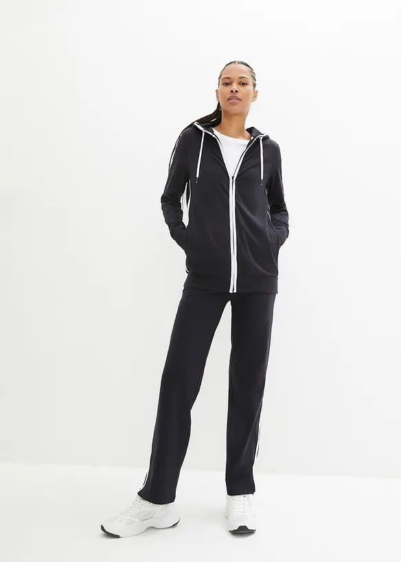 Tuta sportiva in cotone elasticizzato (set 2 pezzi), bonprix