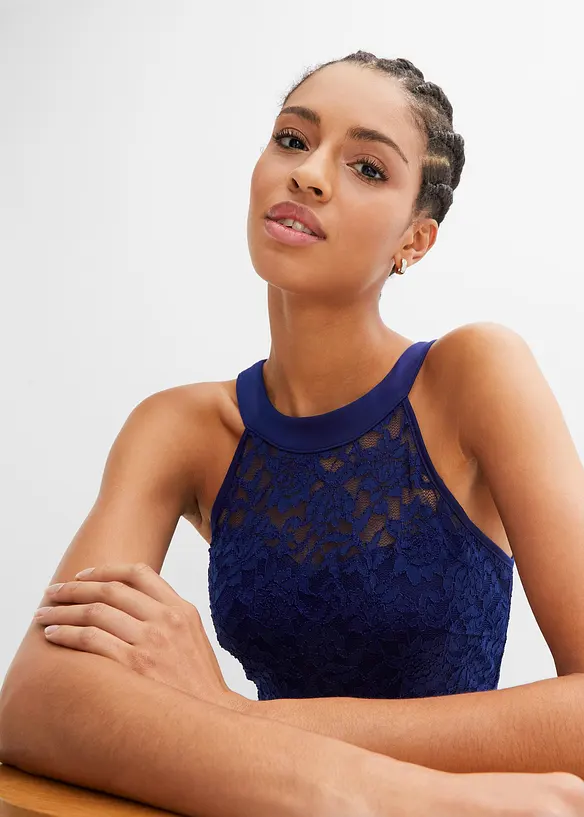 Abito lungo floreale con pizzo, bonprix