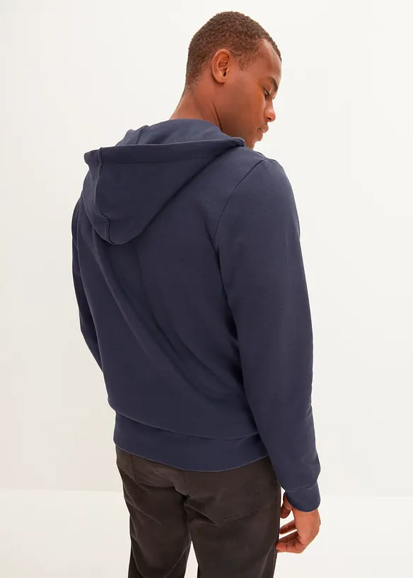 Felpa con zip, cappuccio e interno garzato morbido, bonprix