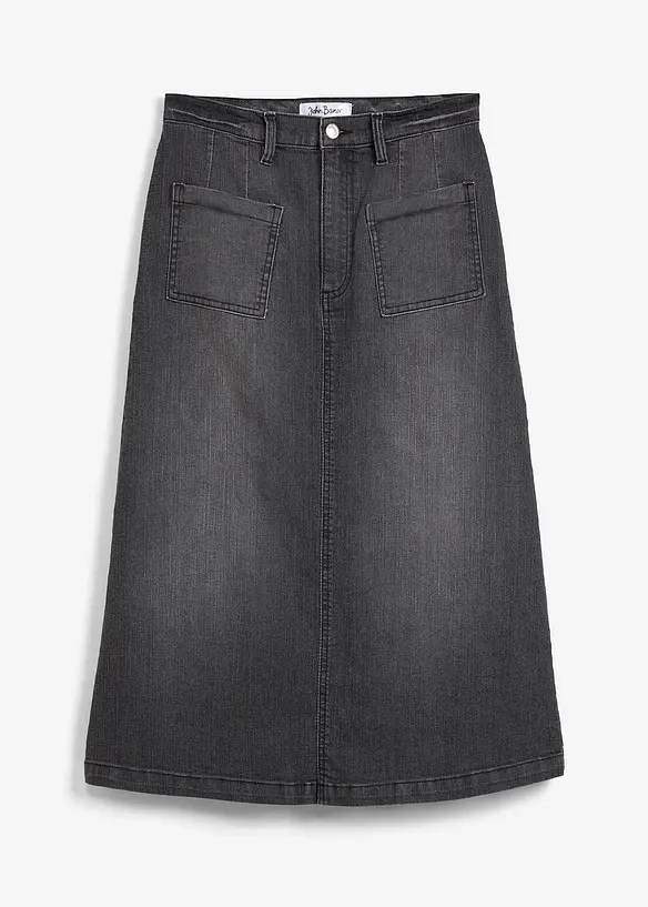 Gonna midi di jeans elasticizzata, bonprix
