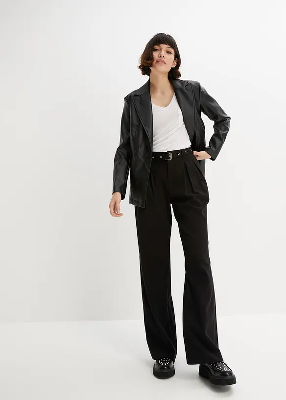 Pantaloni a vita alta con pinces e cintura, RAINBOW