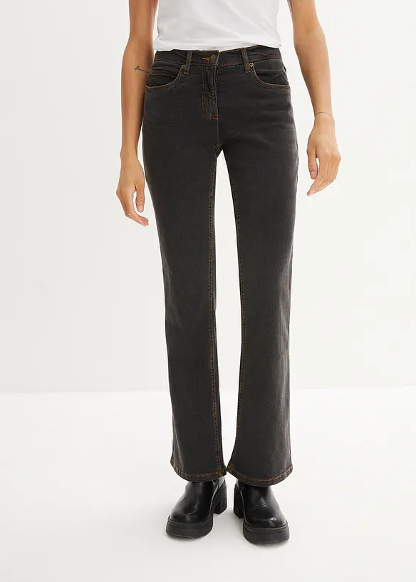 Jeans bootcut elasticizzati, vita alta, bonprix