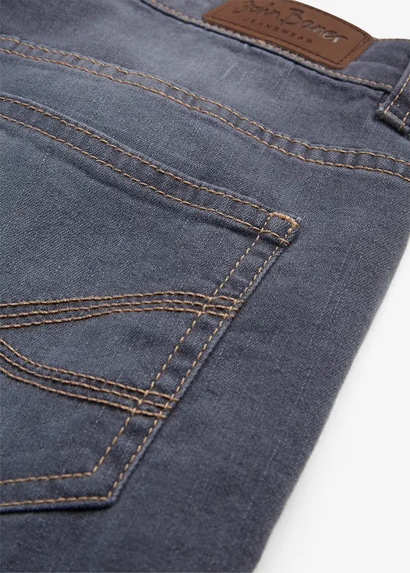 Jeans straight ultra morbidi, vita media, bonprix