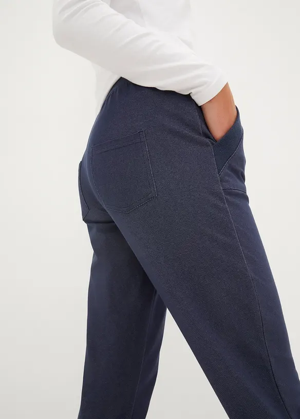 Pantaloni tuta cropped con effetto jeans, bonprix