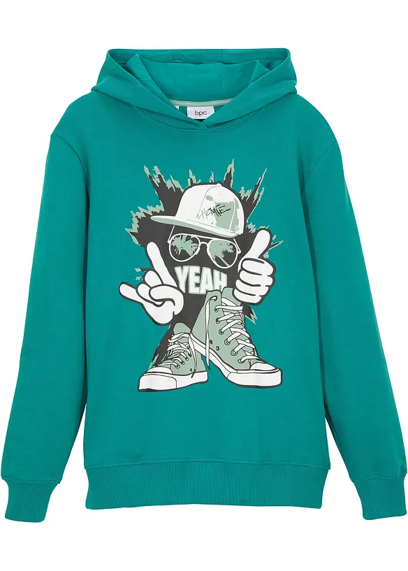 Felpa con cappuccio in misto cotone morbido, bonprix