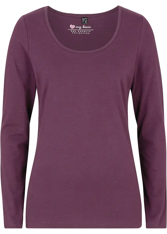 Maglia elasticizzata aderente a maniche  lunghe, bonprix