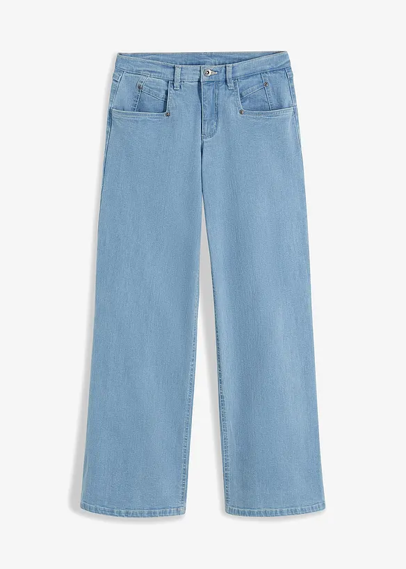 Jeans wide leg con cuciture decorative, RAINBOW