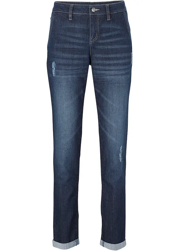Jeans boyfriend elasticizzati e confortevoli, vita media, bonprix